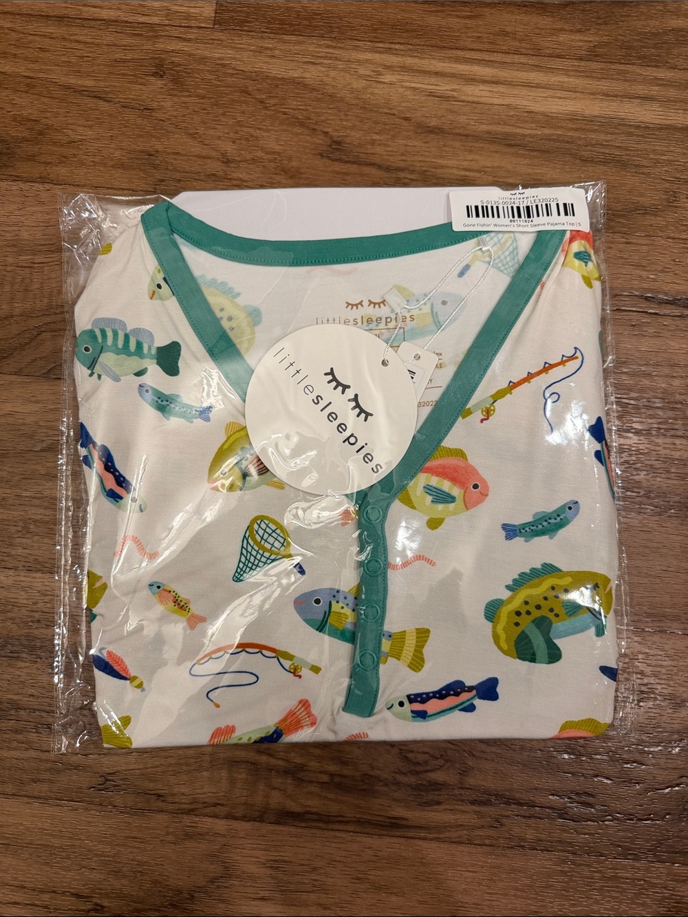 Little Sleepies Gone Fishin’ Women’s Short Sleeve Pajama Top - Small